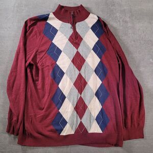 Croft & Barrow Vintage Mock Neck 1/4 Zip Grandpa Core Light Sweater Red Mens 4XB